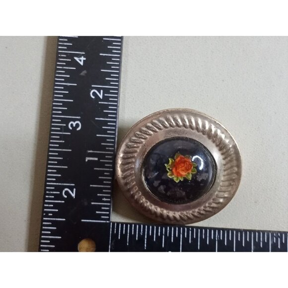 Antique Victorian Edwardian Enameled Metal Picture Button c 1880-1910 - Picture 4 of 4